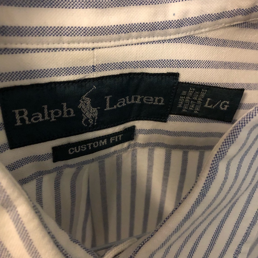 Blue Striped Polo Button Down - image 3